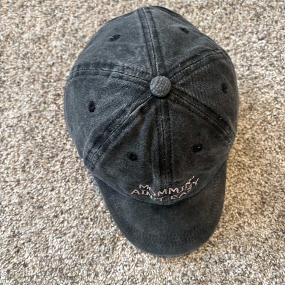 Mommin’ Ain’t Easy Charcoal Women's Cap with Pink Embroidery - Picture 2 of 6